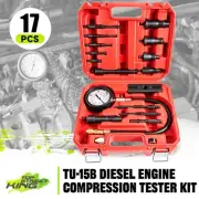 TU-15B Steel Cylinder Diesel Engine Compression Tester Tool Kits 1000 Psi Red