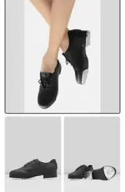 BLOCH Sync Jazz Lace Up Leather Tap Shoes Bloch Mega Taps S0321L Black size M 6