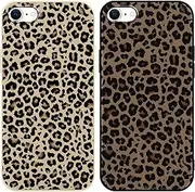 Foonary 2 Pack Black Leopard Print Phone Case for iPhone 8/SE 2022/7/SE 2020 4.7", Soft Silicone with Grey Cheetah Design Aesthetics Pattern Cases,Shockproof Bumper Protector Cover, Girls for iPhone7