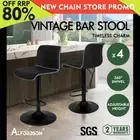ALFORDSON 4x Bar Stools Remy Kitchen Gas Lift Swivel Vintage Chair Fabric