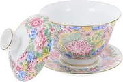 Zerodeko 1Set Ceramic Kung Fu Tea Traditional Chinese Teacups with Unique Painted Design for Home Tearooms and Tea Tables for Oolong Puer and More