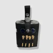 Brouk & Co Black The Teed Up Stainless Steel Flask Genuine Leather Case Set
