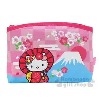 在飛比找樂天市場購物網優惠-小禮堂 Hello Kitty 日製棉質化妝包《粉藍.富士山