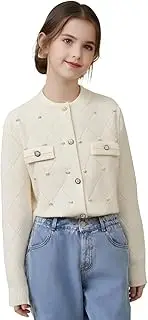 [Generic] Girls Small Fragrance Short Style Knit Cardigan Long Sleeve Outer Jacket Sweater