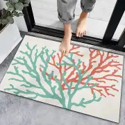 Indoor Doormat Non-Slip Bath Rug Summer Teal Red Coral Retro Linen,Entrance M...