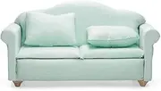 Odoria Dollhouse Couch Loveseat Miniature - 1/12 Scale Upholstered Sofa for Modern Living Room Bedroom - Mini Settee Chaise Lounge Wood Furniture Green