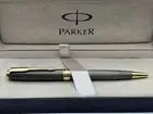 Silver Grid Parker Sonnet Ballpoint Pen Fine Nib Blue Ink Refill With Gift Box