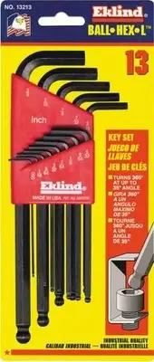 Eklind Tool Company 13213 Hex Key Set 13 Pc Ball End Sae Lng .050-3/8in.