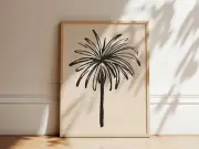 Palm Tree Art Print Botanical Ink Drawing Minimalist Tropical Botanical Art