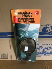 Vintage Kmart Swim Mask & Snorkel Set Black NiP 60s/70s Snorkeling Diving NOS