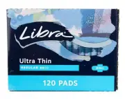 120 x Libra Regular Ultra Thin Pads with Wings Dry Disposable Period Pads 6x20pk