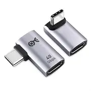 Cable Matters Combo-Pack 40Gbps Right Angle USB C Adapter Kit with 240W PD (90 Degree USB C Adapter) in Black - iPhone16, iPhone 15, Thunderbolt 4, USB4, and Thunderbolt 3 Port Compatible