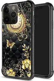 Compatible with iPhone 14 Pro Max Case, Clock Butterfly iPhone 14 Pro Max Cases for Women Girls, Pattern Design Shockproof Anti-Scratch Organic Glass Case for Apple iPhone 14 Pro Max 6.7-inch