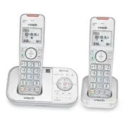 VS112-27 DECT 6.0 Bluetooth 2 Handset Cordless for Home 2 Handsets White Phone