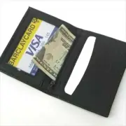 Black Genuine Leather Men's Thin Credit Card Bifold Wallet ID Holder Zip Holder