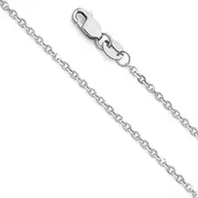 [The World Jewelry Center] 14k Real Yellow OR White Gold Solid 1.5mm Side Diamond Cut Rolo Cable Chain Necklace with Lobster Claw Clasp