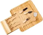 Bamboo Cheese Board Knife Set Wooden Serving Cutting Chopping Boards Knives