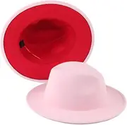 [Ynnolove] Fedora Hats for Men & Women, Wide Brim Felt Panama Hat, Two Tone Men's Dress Hats