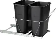 Rubbermaid Kitchen Cabinet Pull-Out Trash Can and Recycling Bin, Black