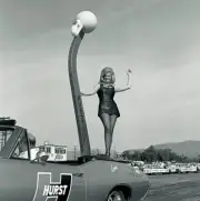 Linda Vaughn Miss Hurst Golden Shifter waving an adoring crowd- 1968 Old Photo