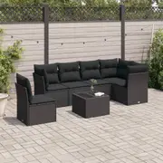 Garden Sofa Set with Cushions Outdoor Modular Sofa 7 Piece Poly Rattan vidaXL