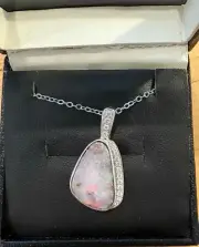 Australian Boulder Opal 8.25Ct Pendant set in 14K White Gold 16x Diamond 0.22Ct