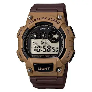 【CASIO】震動提示潮流電子錶-咖啡(W-735H-5A)正版宏崑公司貨