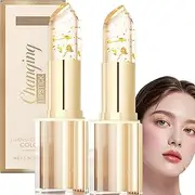 Transferproof Color Changing Lipstick, Gold Crystal PH Lipstick, 24H Long-Lasting Moisturizing Lip Balm with Glossy Shine, Transparent Pink Shift for Women (2Pcs)