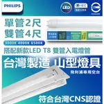 附發票✅ 台灣製造燈具+ PHILIPS 飛利浦雙端燈管 LED山型燈具 單管 雙管 4尺 雙端入電燈管 6組另賣場免運