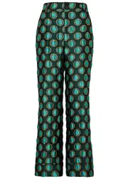 LA Double J Hendrix Metallic-jacquard Brocade Trousers - Blue - S (UK8-10 / S) S (UK8-10 / S)