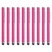 10pcs Glitter Stylus Pens for Touch Screens Metal Capacitive Pen, Rose Red
