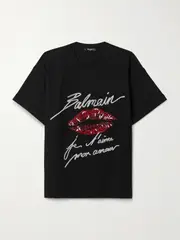 [Balmain] Balmain - Embellished Cotton-jersey T-shirt - Black - x small x small Black