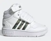 Adidas Hoops 3.0 Mid White Camo Kids Size 10 Hook & Loop Basketball Shoes New
