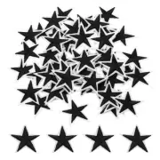 5Star Iron on Patches Embroidered Sew Patches Appliques Black 50pcs