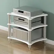 AV Media Stand, Media Storage Cabinet, Professional Media Console Cabinet, Audio Rack Tower, Stereo Stand for Record Player, TV Box, Corner Entertainment Center,White 3 Tiers