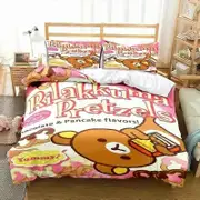 v238 Bed Sheets dCartoon Rilakkuma Bear Bedding Set Duvet Cover Bed Set Quilt Cover Pillowcase Comforter king Queen Size Boys Adult Bedding Set 3-Piec