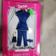 Barbie blue w gold trim mandarin collar capri set Party Fashion Avenue D15#2