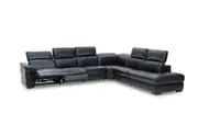 LUCIANO Leather Corner Lounge with 3 Inbuilt Electric Recliners and Right-Hand Facing Chaise