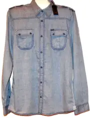 Buffalo David Bitton Men's Blue Striped Casual Cotton Shirt Size XL