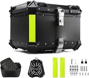 Motorcycle Trunk Top Case Aluminum Helmet Box Black Tail Box Rear Luggage Waterproof Quick-Release Toolbox(55L-Black)