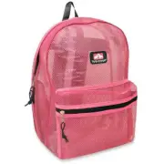 New Trailmaker Transparent Mesh Backpack School Gym Travel PINK 17" Padded Strap