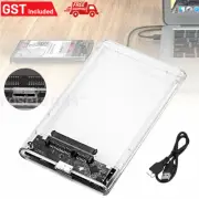 Hard Drive Enclosure USB 3.0 To SATA 2.5" External HDD SSD Case Disk TRANSPARENT