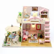 Miniature Kit Diy Dollhouse Wooden Doll House LED Diy House Kit Kids Toys