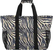 [sanluoli] Totes Collapsable Beach Bags With Compartments Canvas Laundry Bag Travel, Animal Stripe Blue, 1 size