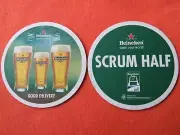 Beer Coaster: HEINEKEN Dutch Brewery ~ Open Your World, Good Delivery Scrum Half