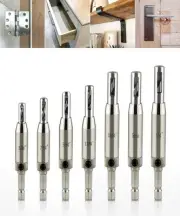 QWORK VIX Bits Self Centering Clic Change Door Hinge Drill Bit Set, Silver