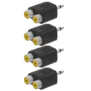 4x 3.5mm 1/8" Mono Male Plug to 2x RCA Female Jack Audio Adapter Y Splitter PC