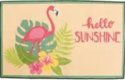 KITCHEN PRINTED RUG (nonskid) (17"x28") FLAMINGO & LEAVES, HELLO SUNSHINE, NR