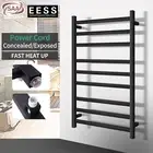 Square Stainless Steel Wall Electric Heated Towel Rail Rack Warmer Black 9 Bars
