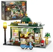 FUNWHOLE Newsstand Lighting Building Bricks Set - City Town Life Newsstand LED Light Construction Building Model Set 556 Pcs for Adults and Teen, F9023